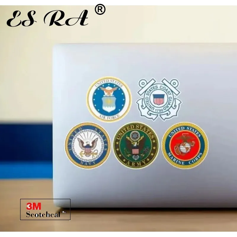 5 Pcs Militray Pegatinas Logo Stickers United States Army Decals for Laptop Fridge Notebook Pitcher Decora Vinyl Waterproof PVC