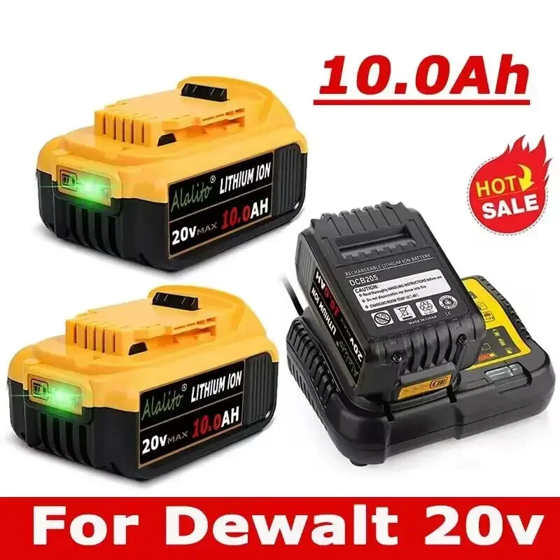 

20 В 10,0 Ач 10000 мАч DCB200 18650 Сменный литий-ионный аккумулятор для DeWalt MAX DCB205 DCB201 DCB203 Аккумуляторы для электроинструментов