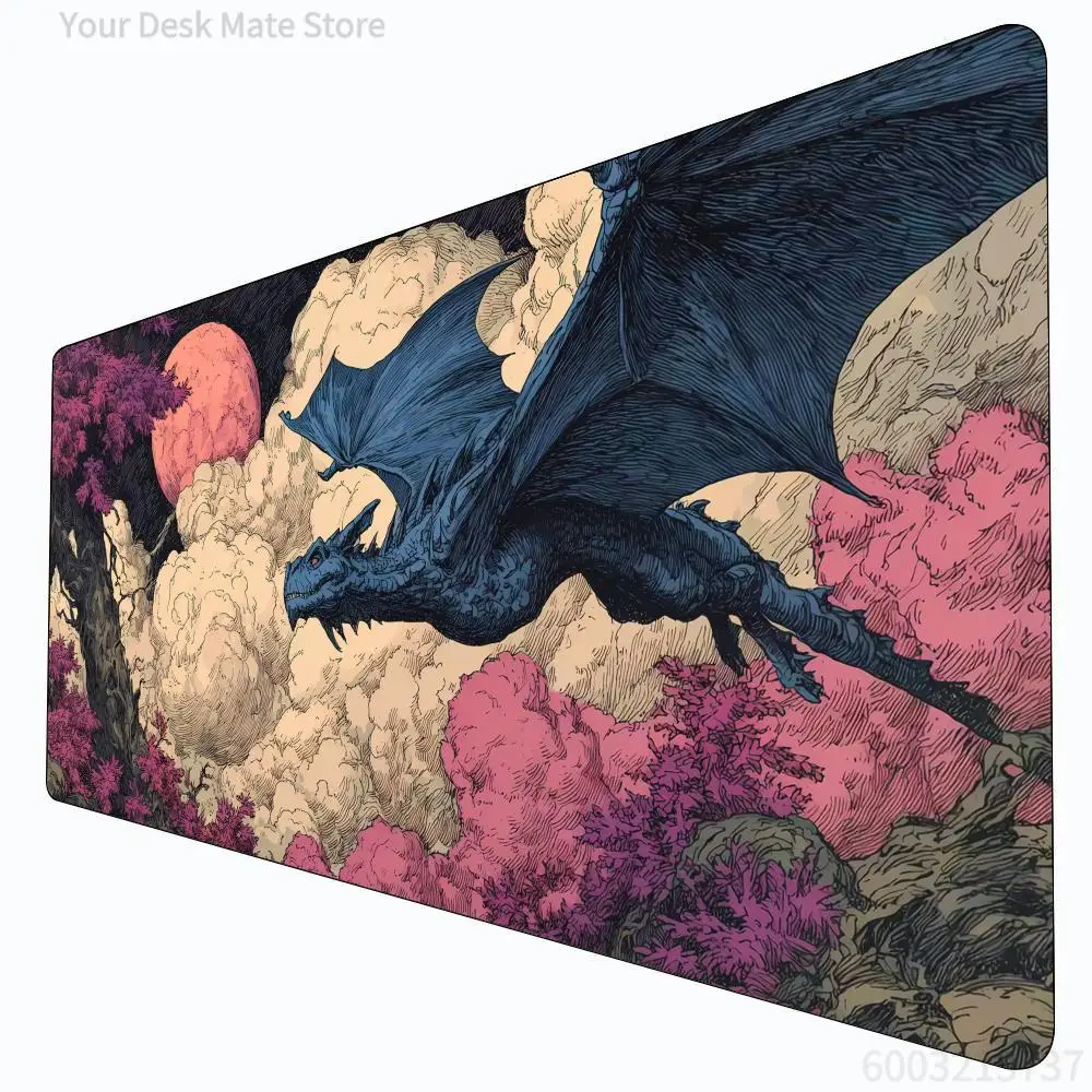 Retro Fantasy Dragon MTG Spielmatte Magic Card Battle Mat Rutschfest Langlebig 35X60CM Commander Spielmatte Brettspielmatte für TCG