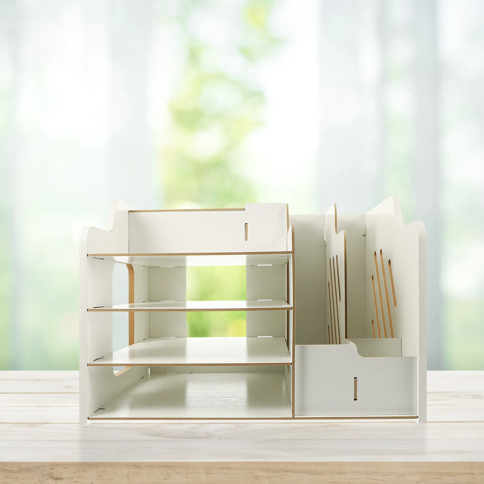 

Desktop Files Holder Letter Organiser Storage Modern Multi-Layer Desk Organizer Office Supply Storage Drawer Lock Office