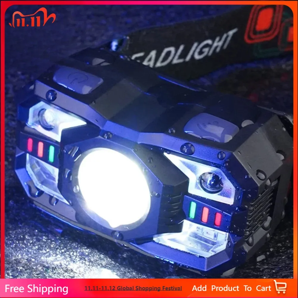 

Motion Sensor Head Lamp Rechargeable Headlight Portable Induction LED Headlamp Waterproof Head Flashlight for Camping Fishing