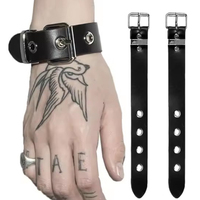 2025 Punk Cool Bracelet for Women Men Vintage Gothic Adjustable PU Bangle Jewelry Trend Hip Hop Rock Kpop Dancer Accessories