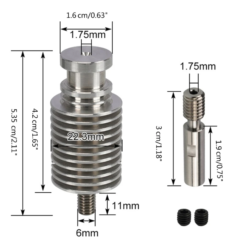 All-Metal Alloy Heat Break Heatsink for E3D Hotend Heater Block 1.75MM Filament Smooth