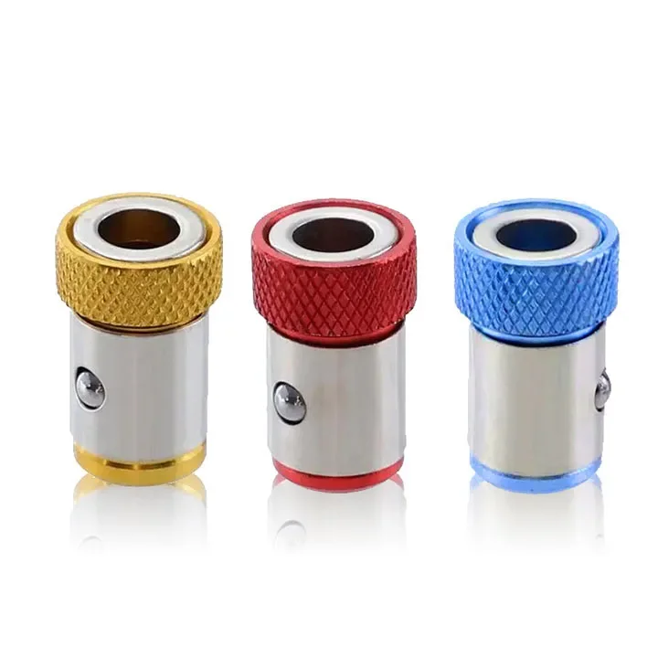 1Pc Screwdriver Magnetic Ring Magnetic Bit Head Holder for 6.35mm Drill Bit  Blue/Red/Yellow 23*15mm