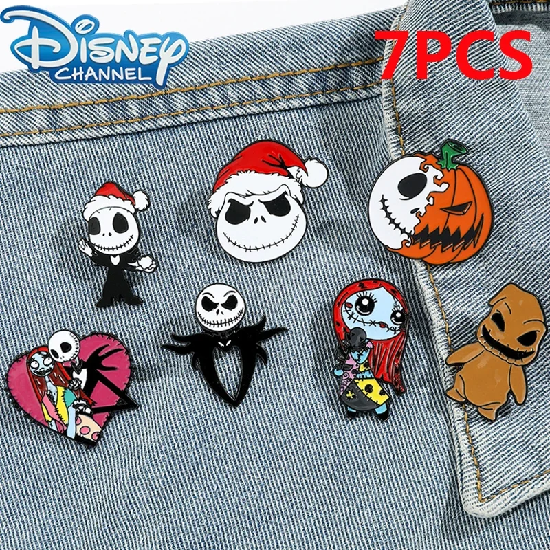 Cartoon Anime Christmas Eve Horror Character Brooch Pumpkin Skull Jack Sally Christmas Funny Badge Accessories Gifts Wholesale