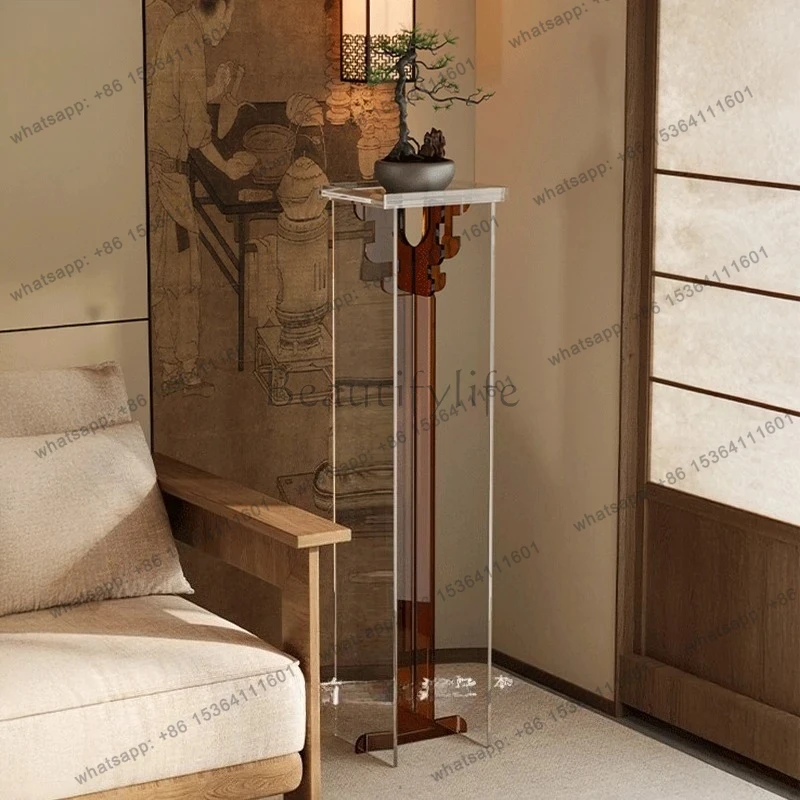 acrylic flower stand Chinese tea room floor-to-ceiling bracket shelf flower corner