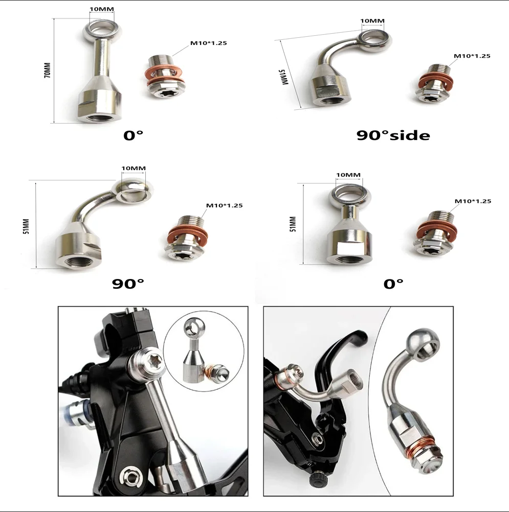 

CNC 304 Stainless Steel Motorcycle Brake Fluid Hose Extension Bracket Tubing Universal M10 Brake Hose For RCS Spare Accessories