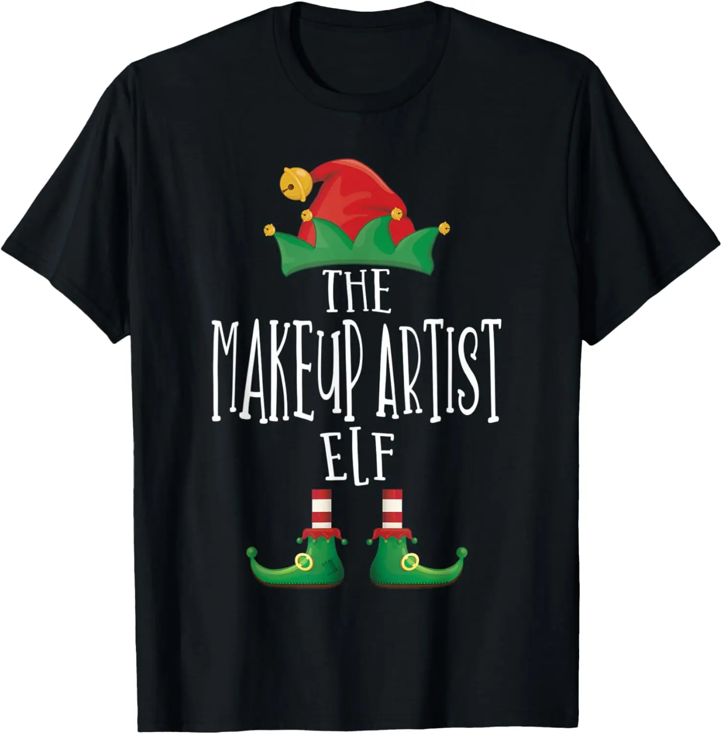 Camiseta de pijama navideño a juego para familia de elfos de artista de maquillaje