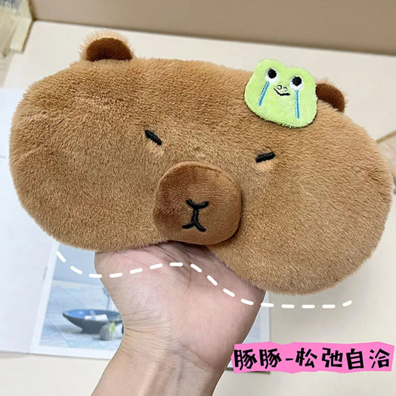 Cartoon Kawaii Lunch Nap Eye Protection Eye Patch Cute Creative Plush Capybara Ice Compress Light-blocking Eye Mask Gifts