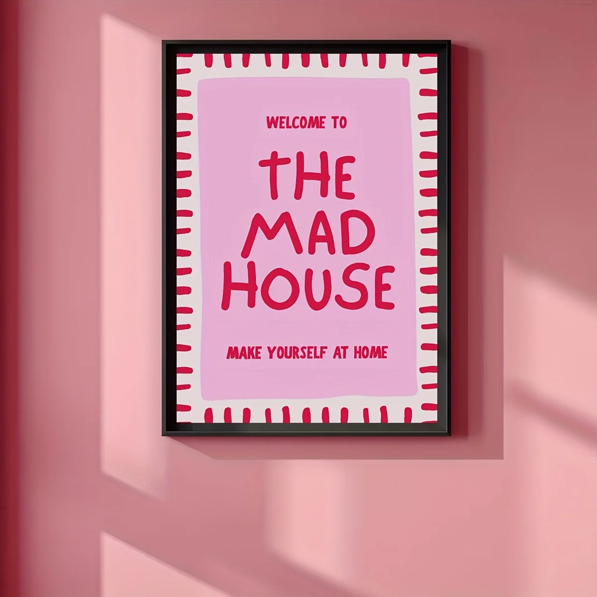 2D Flat, 1pc Frameless Welcome to The Mad House Posters, Humorous Quotes Canvas Painting, Creative Wall Art, Birthday Present