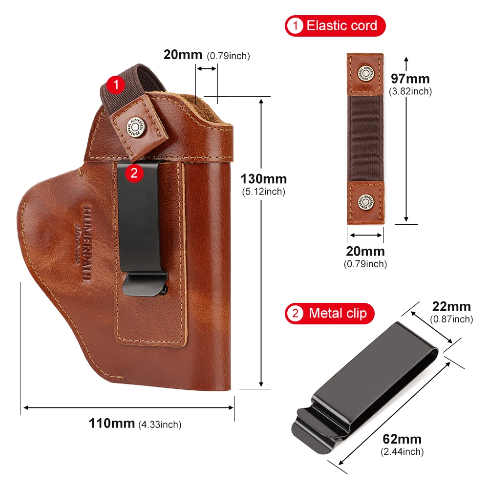 GZCZ Genuine Leather Universal Gun Cover Outdoor Tactical Leather Pistol  Holster Holster Hunting Universal Leather Case