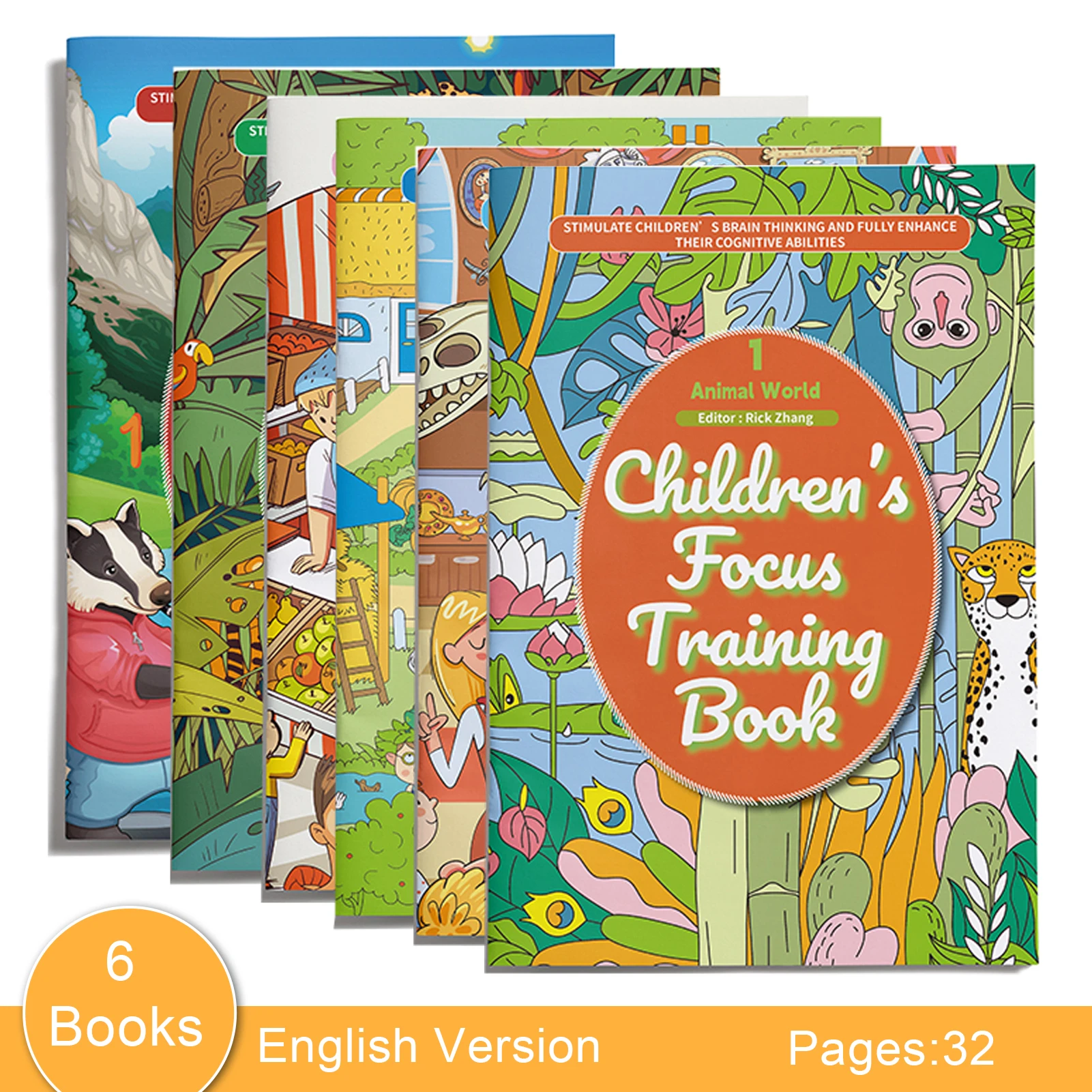 6PCS Children’s Focus Training Books Set – Attention & Concentration Activity Workbook for Preschool Early Learning