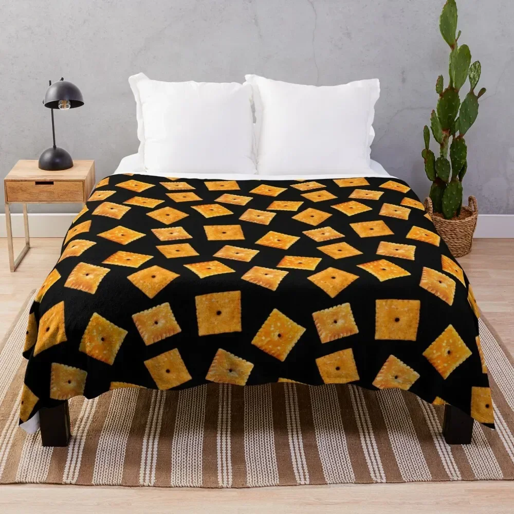 

Orange Square Snacks - Black Throw Blanket Decorative Sofas Soft Beds Softest Blankets