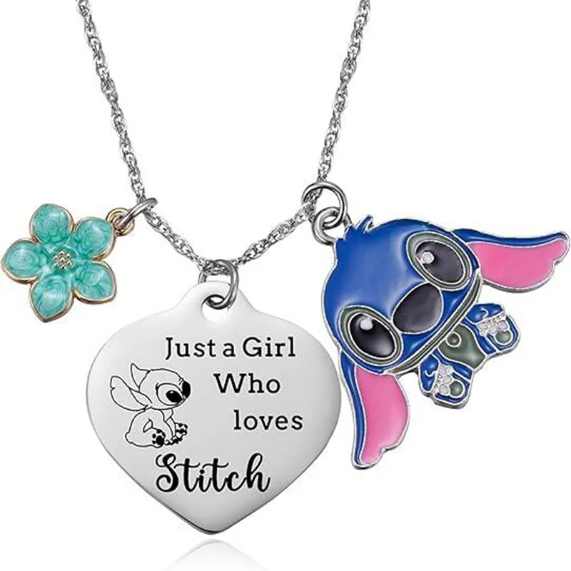 Stainless Steel Sister Heart Matching Necklace Disney Lilo & Stitch Necklace Pendant Eternity Necklace For Bestfriends Jewelry