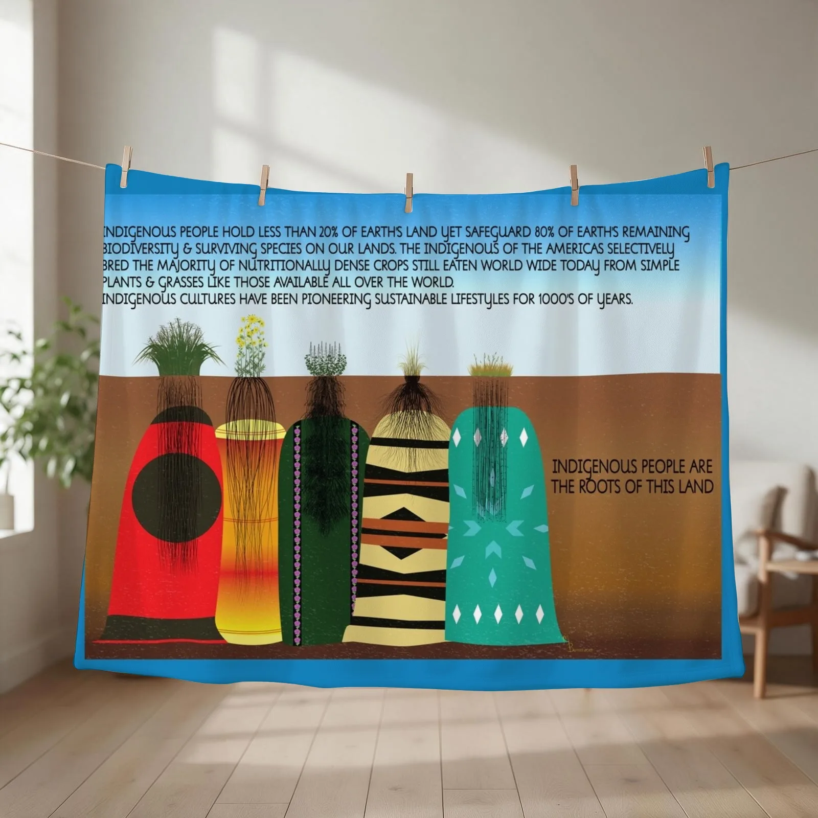 Indigenous People: The Roots of The Land Throw Blanket For Decorative Sofa Custom Flannel Luxury St Blankets