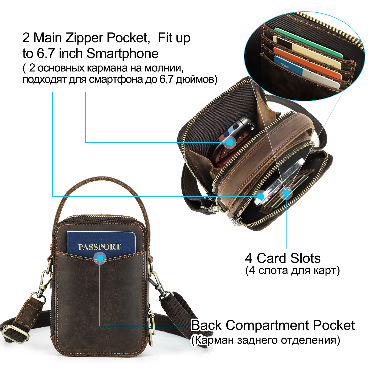 Imagem -04 - Bolsa de Telefone de Couro Genuíno Masculina Bolsa Masculina Ombro Pequeno no Peito Bolsa para Cintura Bolsas Transversais ao ar Livre