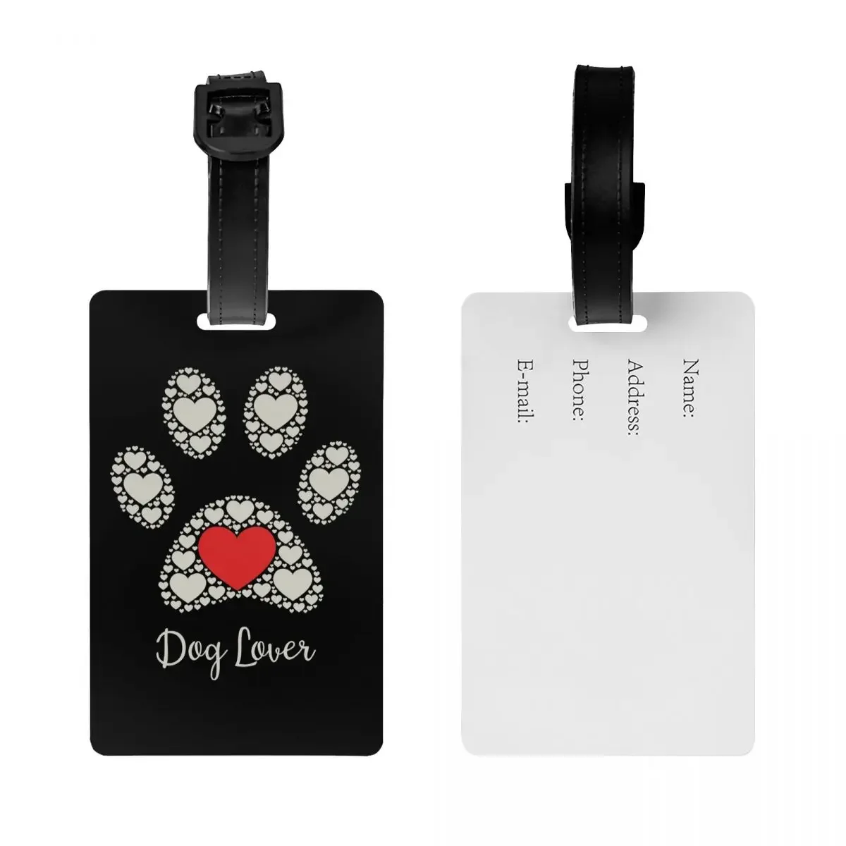 Dog Lover Pet Paw Heart Luggage Tags Custom Baggage Tags Privacy Cover ID Label