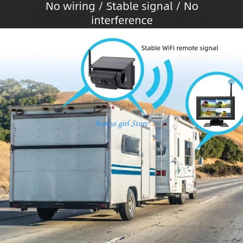 C7AB Seven Foot 720P Solar Radio Reversing Camera Nocturnalvision IP69K Impermeable For Trailers Automobiles