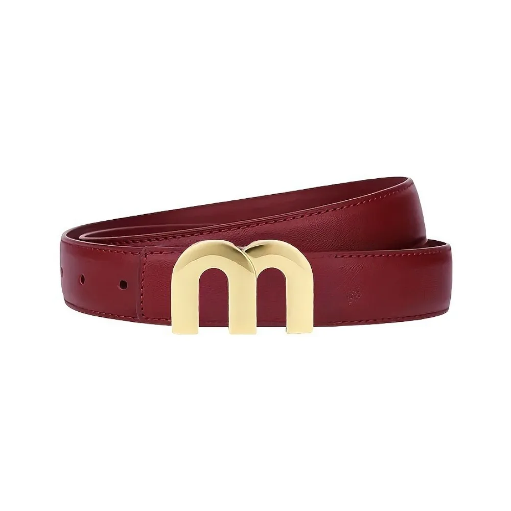 

Women's Fashion Genuine Leather M。 High Quality Belts with Gold Buckle, Best Matching Dress, Denim Belts for Women