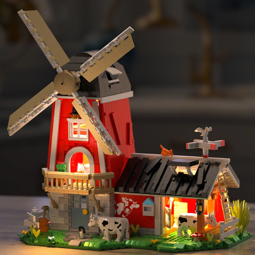 En STOCK MOC Pasture molino de viento taller lácteo bloques de construcción ladrillos de construcción modelo de juguete para niños conjunto de regalo