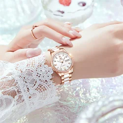 OLEVS Ceramics Women Watches Luxury Brand Diamond Automatic Mechanical Watch Ladies Waterproof Calendar Gift Reloj Muje