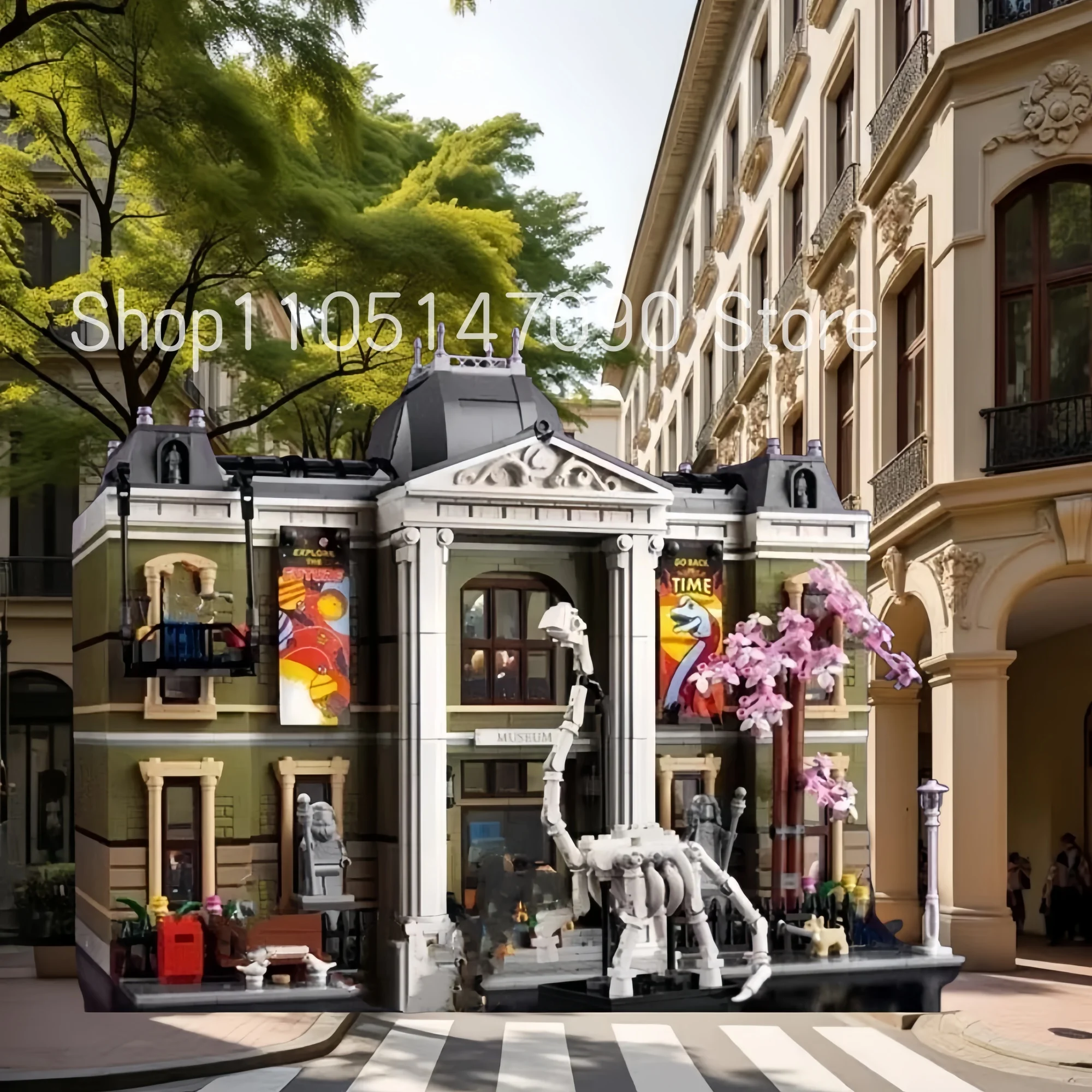 The new Natural History Museum building blocks Toys Creative Street view Architecture series Technical field Bank Building Block