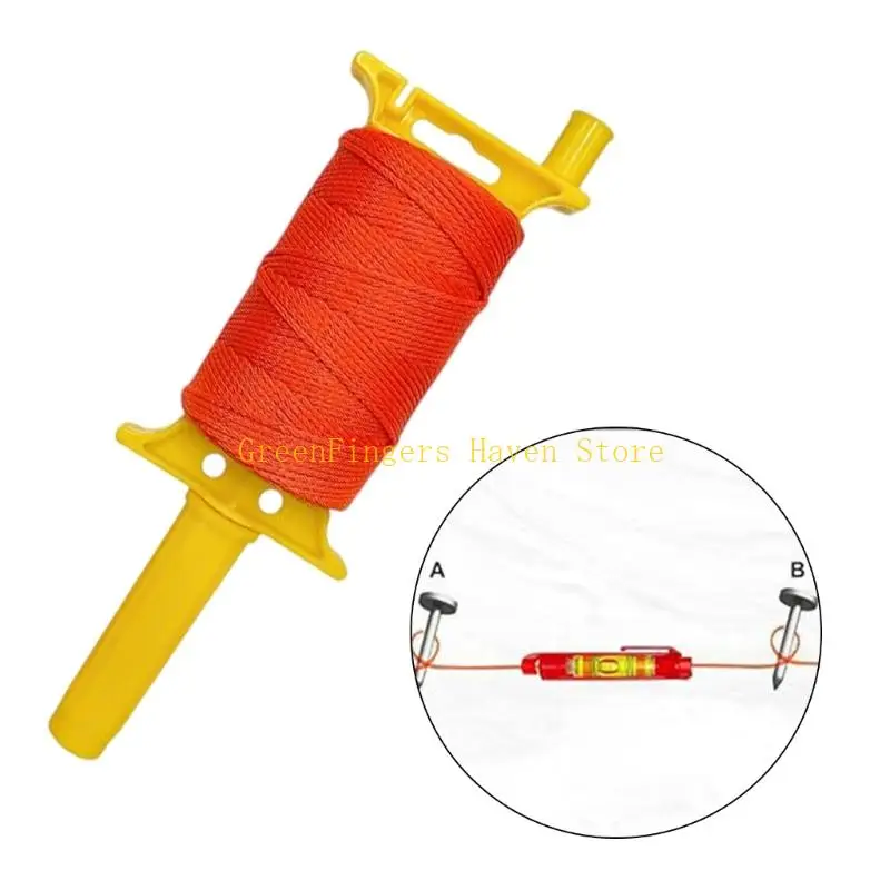 F68D 540Ft Strong Fluorescent Nylon Alignment Cord Featuring Integrated Bubble Levels and Easy Retraction Handle Mechanism