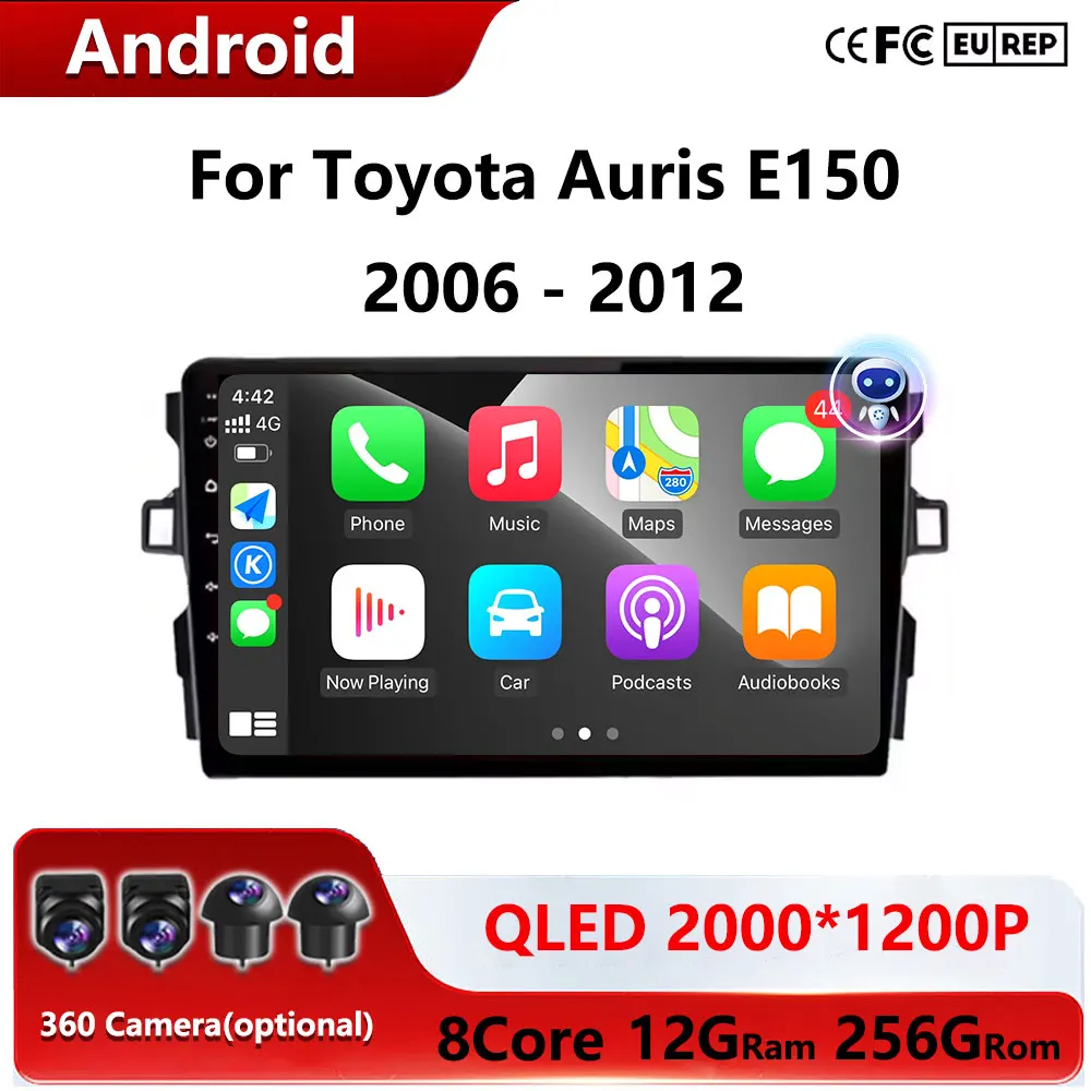 

Для Toyota Auris E150 2006-2012 Android 16 Авто Авто Радио Мультимедийный Плеер Carplay GPS Навигация WiFi DSP Стерео 4G F6NAVI