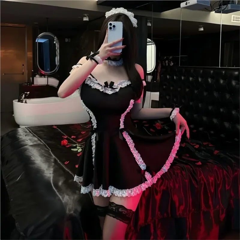 الملابس الداخلية المثيرة طوق الحمالة الدانتيل العميق الخامس خادمة الزي صنم 18 يتوهم النساء الملابس الداخلية sexi زي للنساء مفتوحة المنشعب xxx