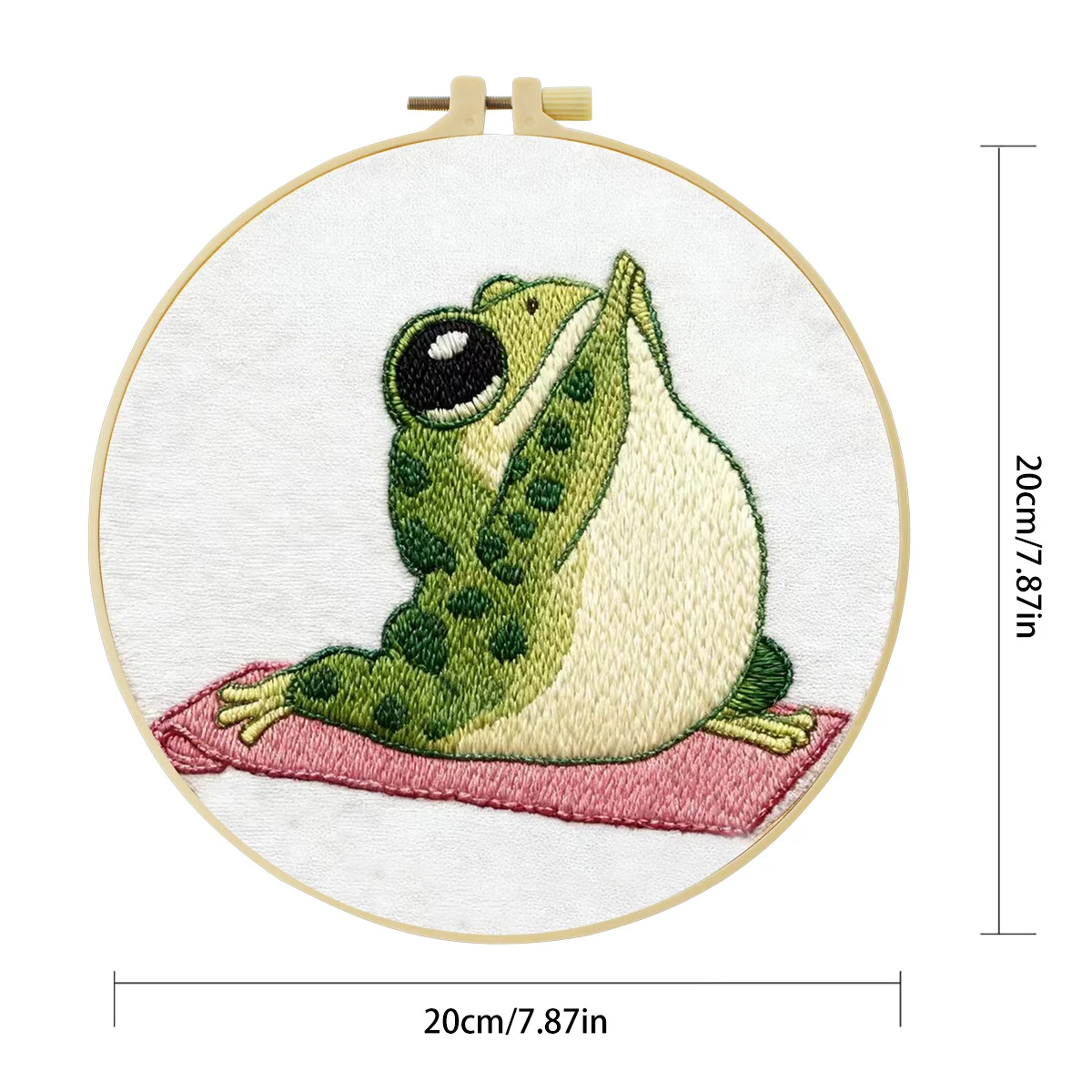 1 Stück 20X20CM/15X15CM 7,87/6,3 Zoll Frosch-Stickerei-Starter-Kit DIY-Kit DIY-Stickerei-Set Handarbeits-Set für Anfänger – Detail 4