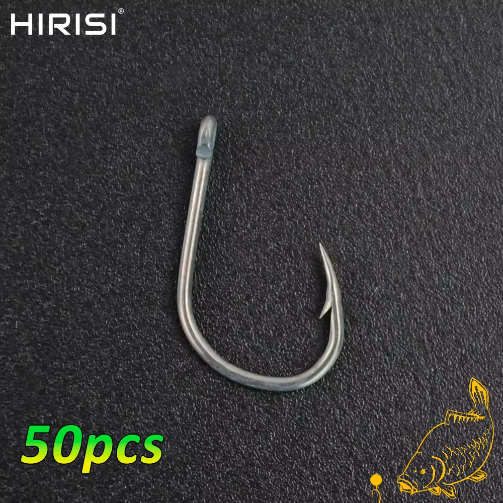 

Hirisi 50pcs High Carbon Steel 8001 Barbed Coated Carp Fishing Hooks with Eye Design Japanese Made for Angling