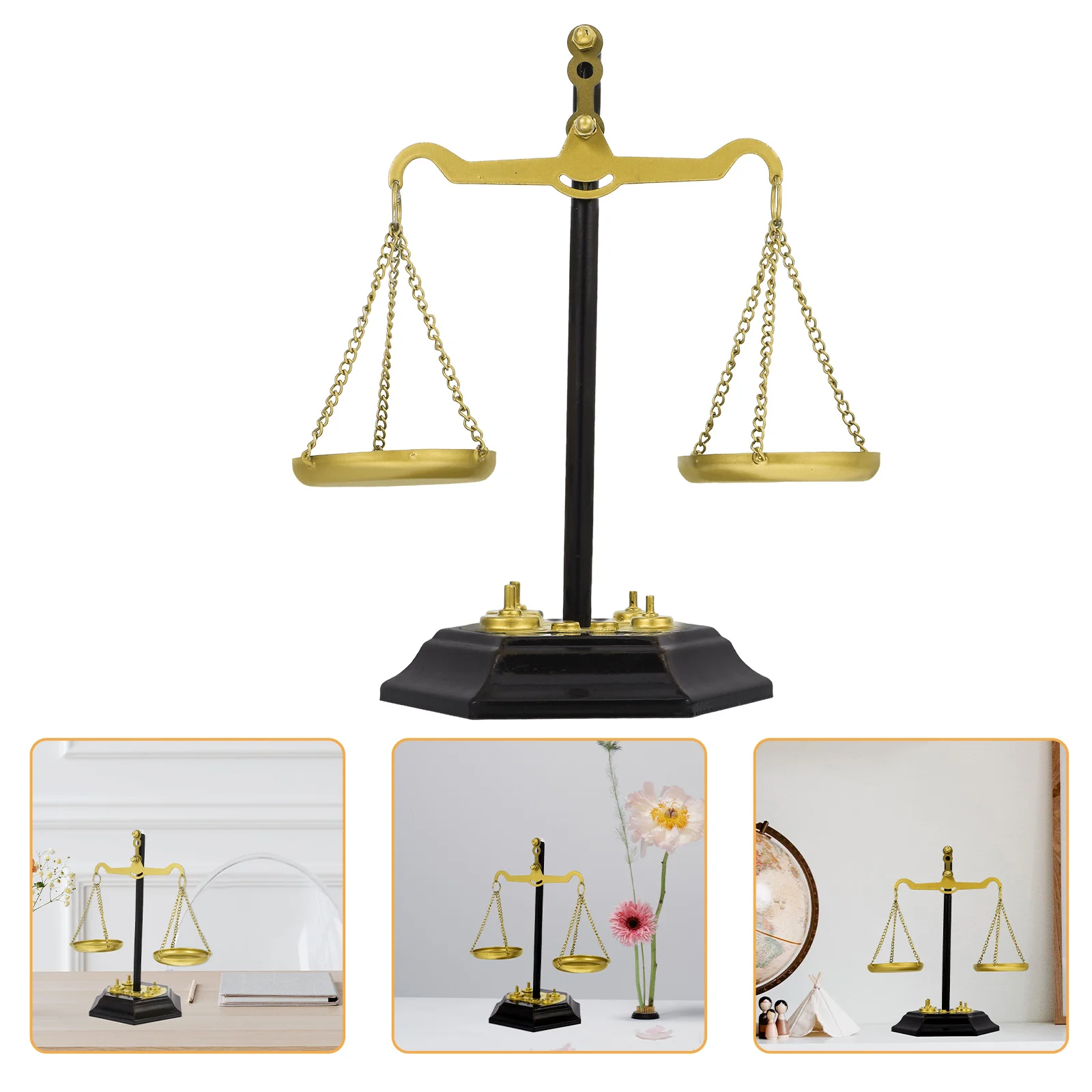 

Decorative Metal Balance Scale Tabletop Ornament with Libra Design for Home Office Desktop Interior Decoration