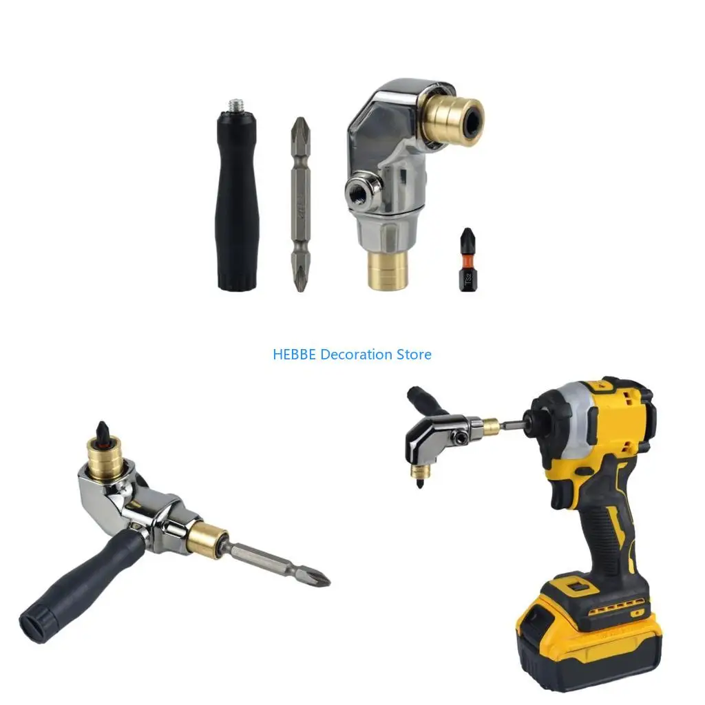 B0KC Practical 90 Degree Drill Adapter Universal Extension Bit for Tight Space and Hard to Reach Areas