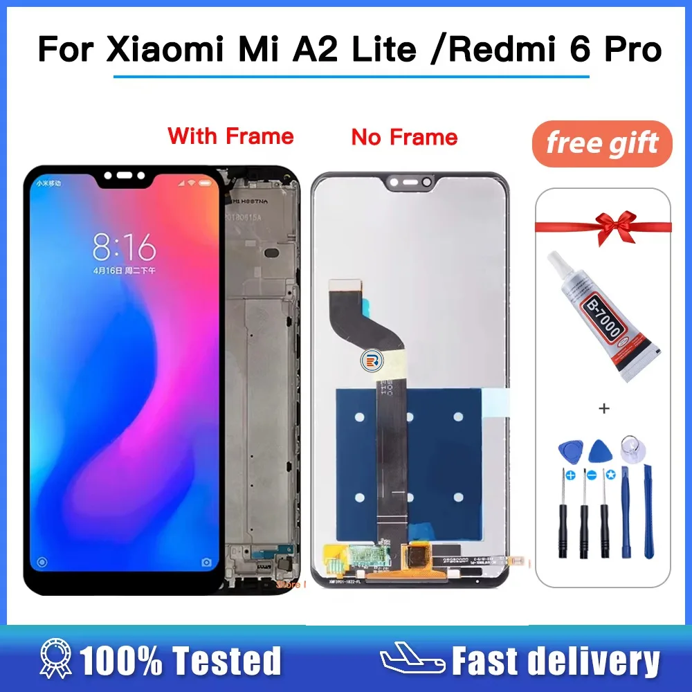 5,84 'оригинальный ЖК-дисплей для Xiaomi Mi A2 Lite M1805D1SG, сменный преобразователь сенсорного экрана для Xiaomi Redmi 6 Pro, ЖК-дисплей