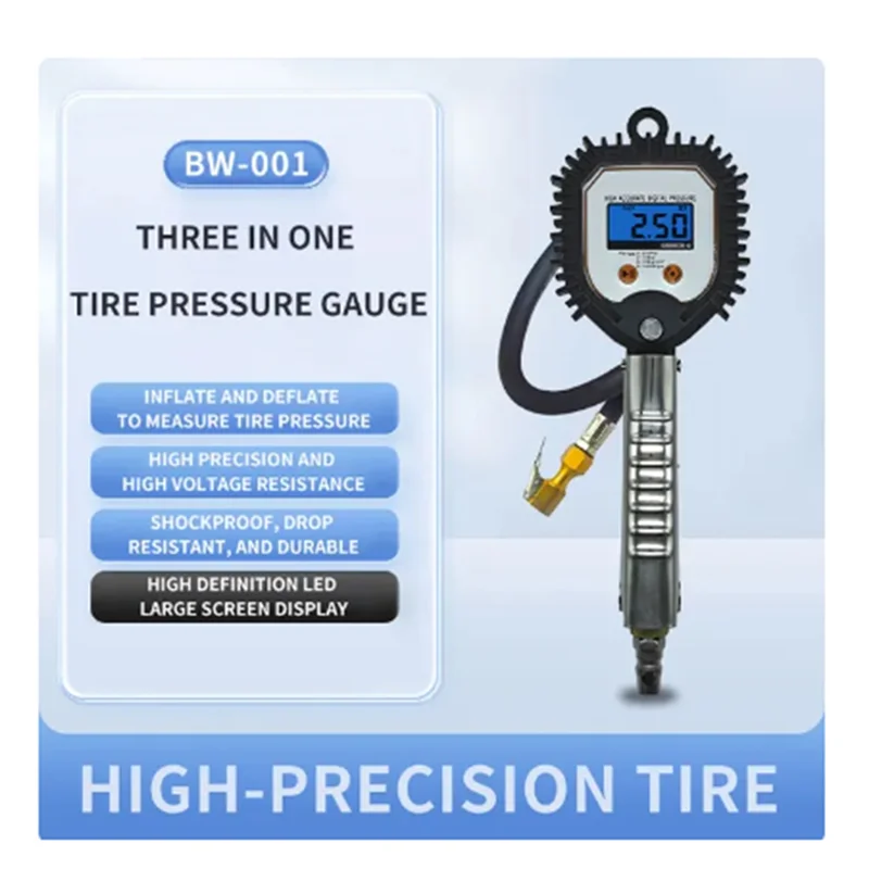 

AASS-Digital Display Tyre Pressure Gauge High Precision Monitoring Inflator Gun Car Valve Valve Universal Repair Tool BW-001