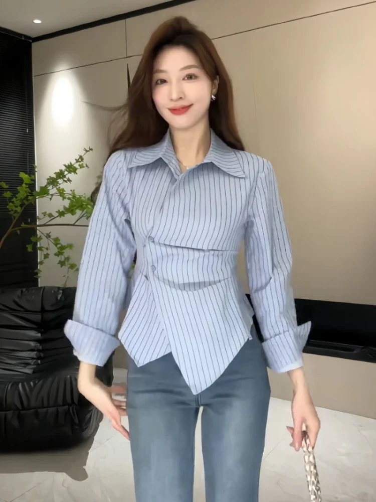 Pattern Women\'s Shirt And Blouse Thin Style Female Tops V Neck With Designs Xxl Premium Promotion Korean Basic Economic M