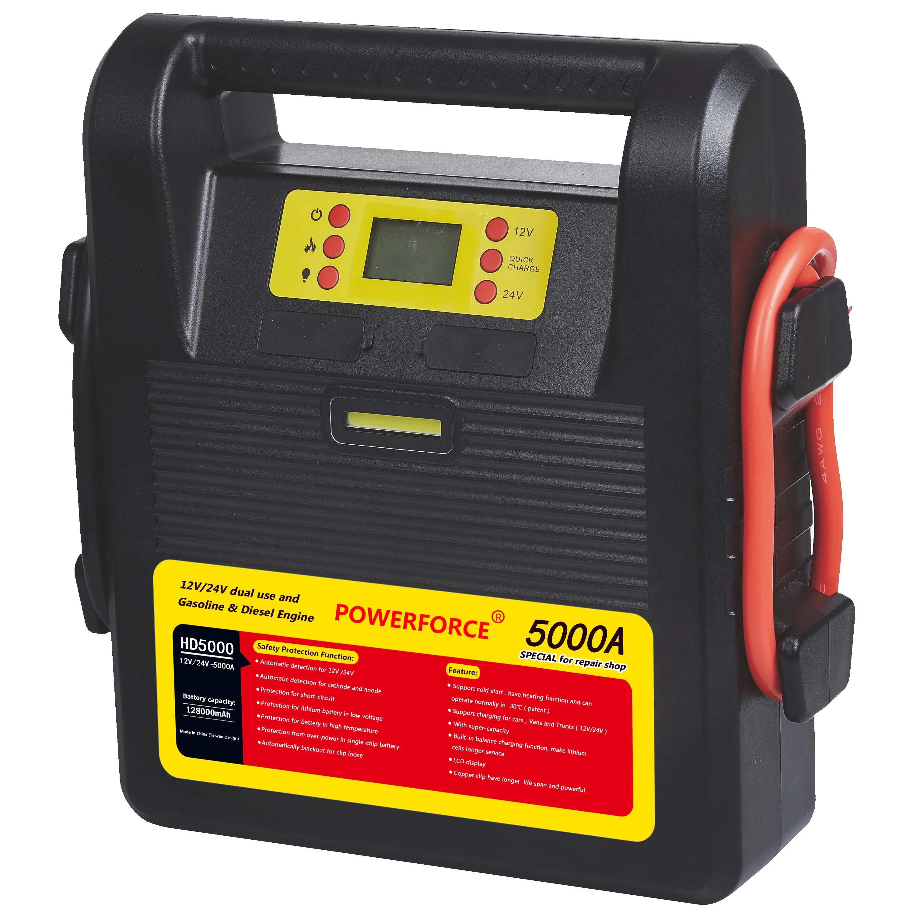 

5000 Amp Ultra-Power Lithium Jump Starter 12.8 Ah Auto Emergency Booster Voor 6 8 12 16 Cilinder benzine Motoren