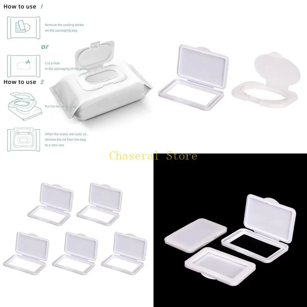 

E7CE Pack of 5PCS Reusable Baby Wipes Lid Newborns Wet Wipes Cover for Tissues Box