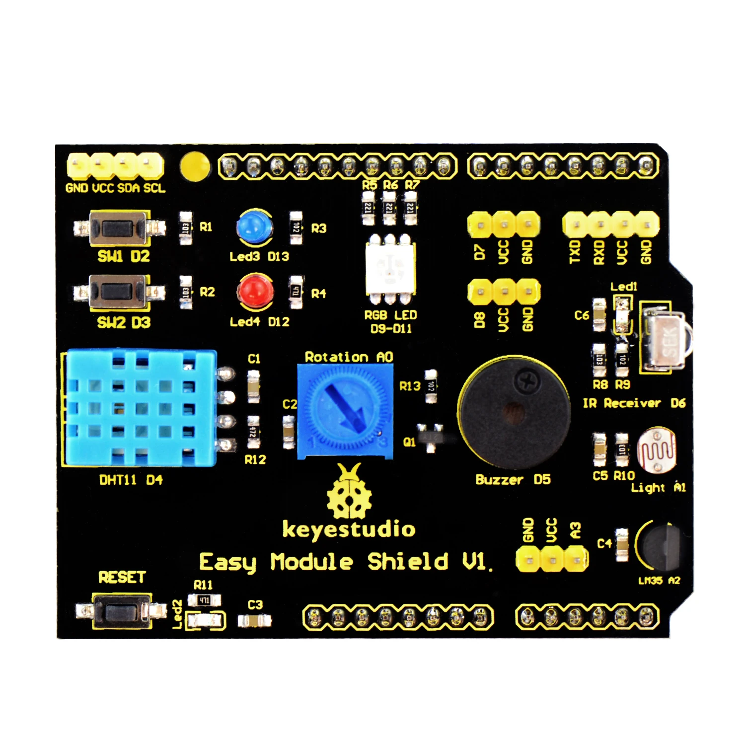 Picture 3: Keyestudio Multi-purpose Shield V1 V2 For Arduino UNO R3 and MEGA2560 Development Board Easy Module Shield For DIY Experiments
