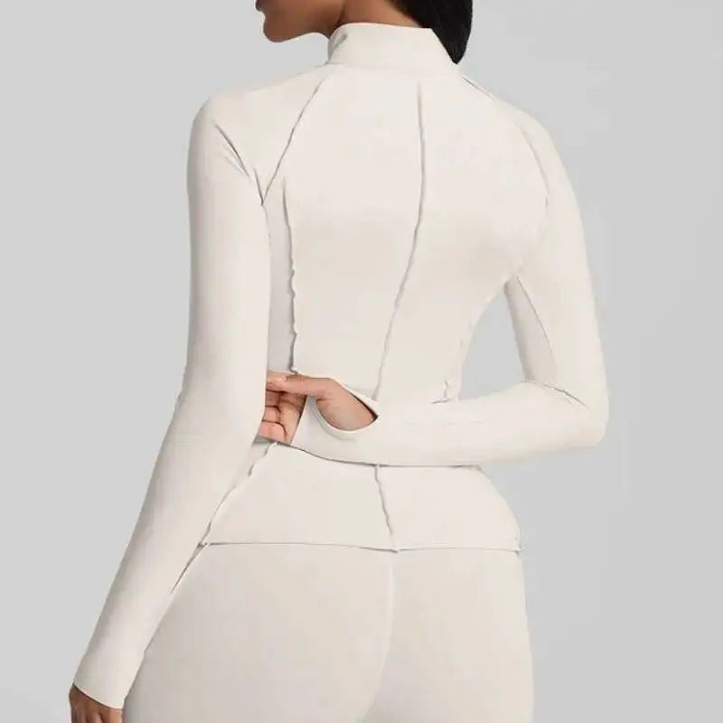 

New Jacket Casual Tight Sports Jackets Women Zipper Yoga Clothes Female Long Sleeve Sportswear Running Cycling Sport Coat