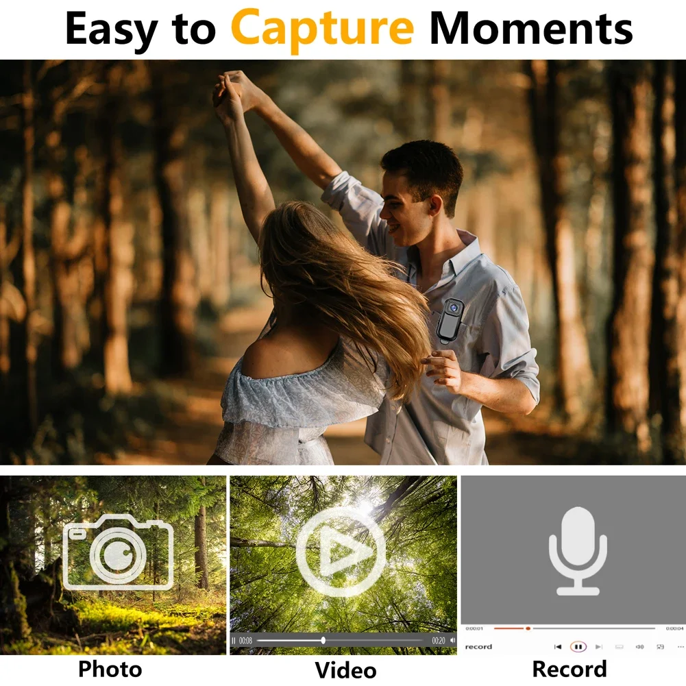 HD 1080P Portable Body Camera Circle Recording Back Clip Video Recording Pocket Camera 140 Degree Wide Angle