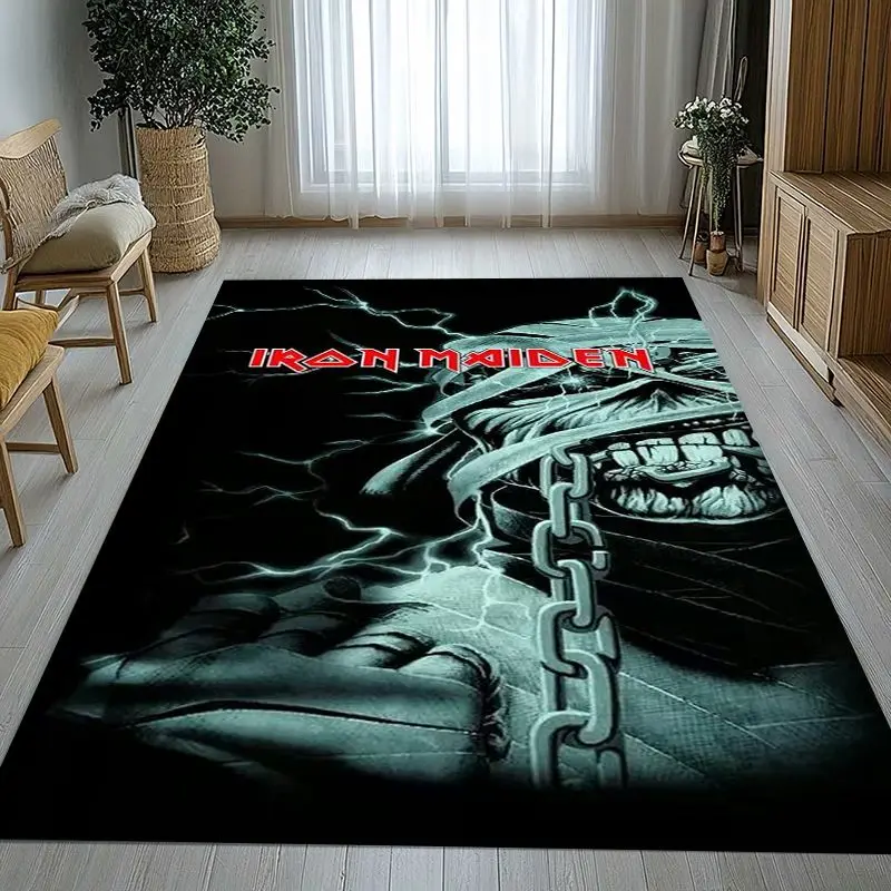 3D Eddie I-Iron M-Maiden Cartoon Sign Area Rug,Non-Slip Carpet Mat for Living Room Bedroom Playroom,Sofa Floor Rug,Home Decor