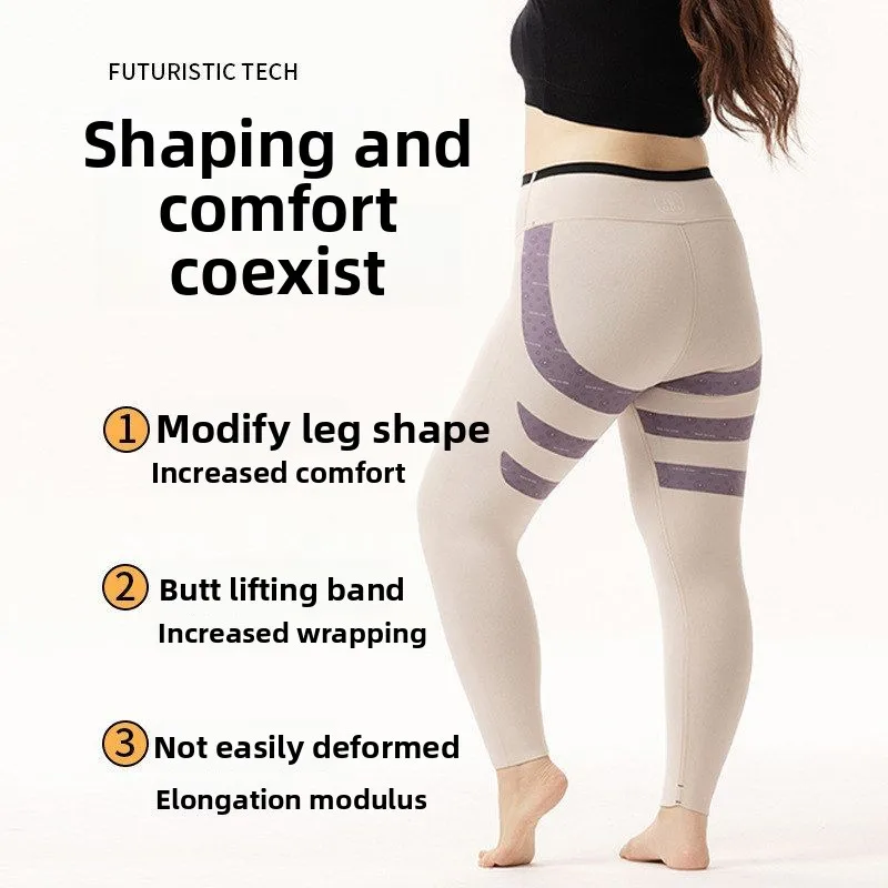 بنطلون يوجا نسائي مبطن للتحكم في البطن ودفء الجسم، تصميم نحيف، طبقة أساسية للخريف والشتاء، إصدار جديد بخصر مطاطي