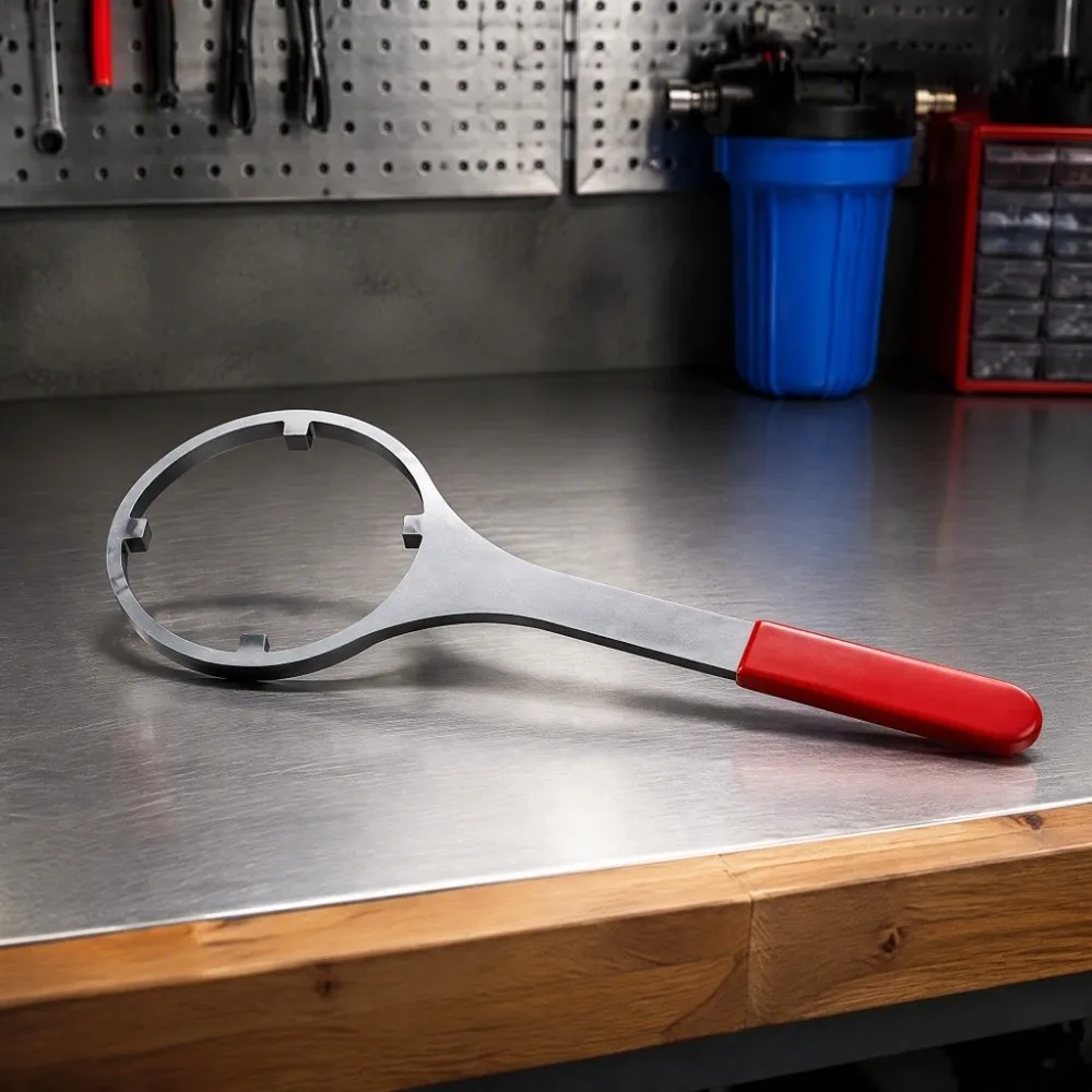 High Carbon Steel Water Filter Wrench Forged Construction 4.8 Inch Inner Diameter Metal Filter Wrench Silver