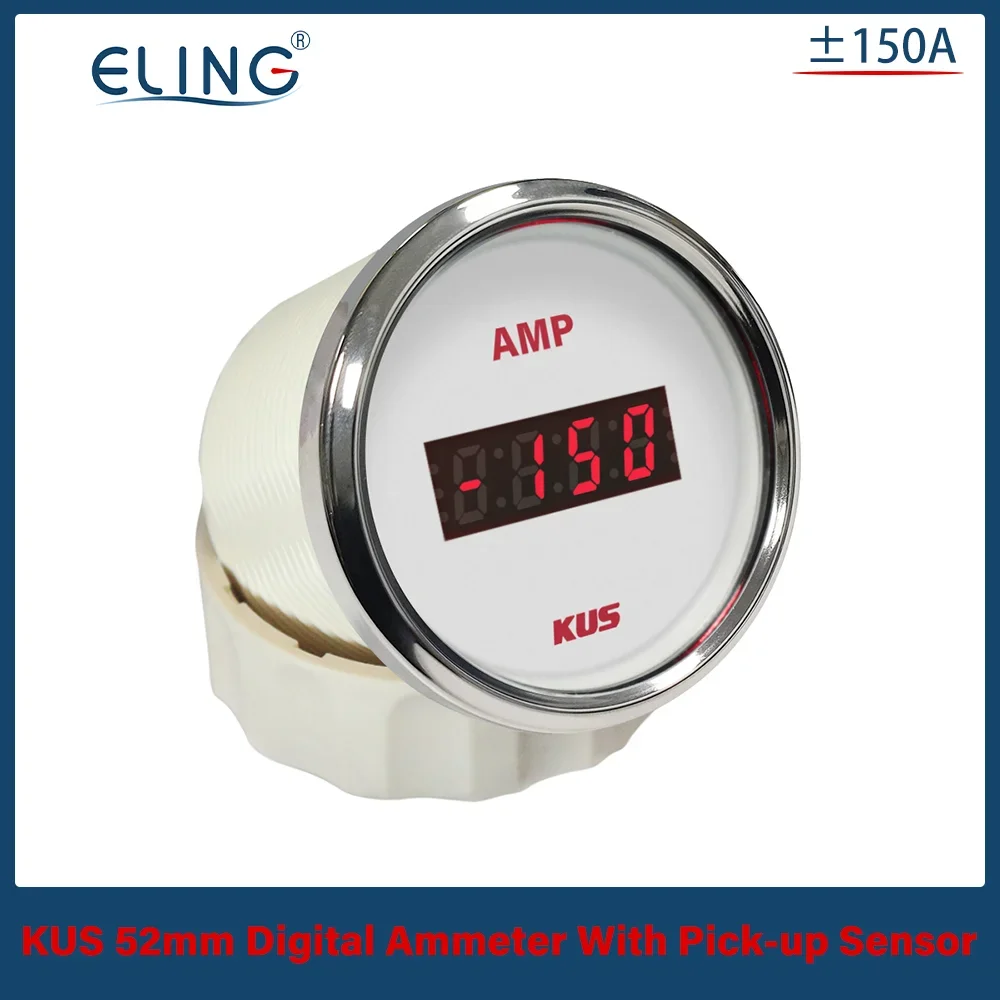 KUS Truck 52mm Ammeter AMP Gauge  +/-50 +/-80 +/-150A Ampere with Current Pick-up and Red/Yellow Backlight for Car Boat 12V 24V