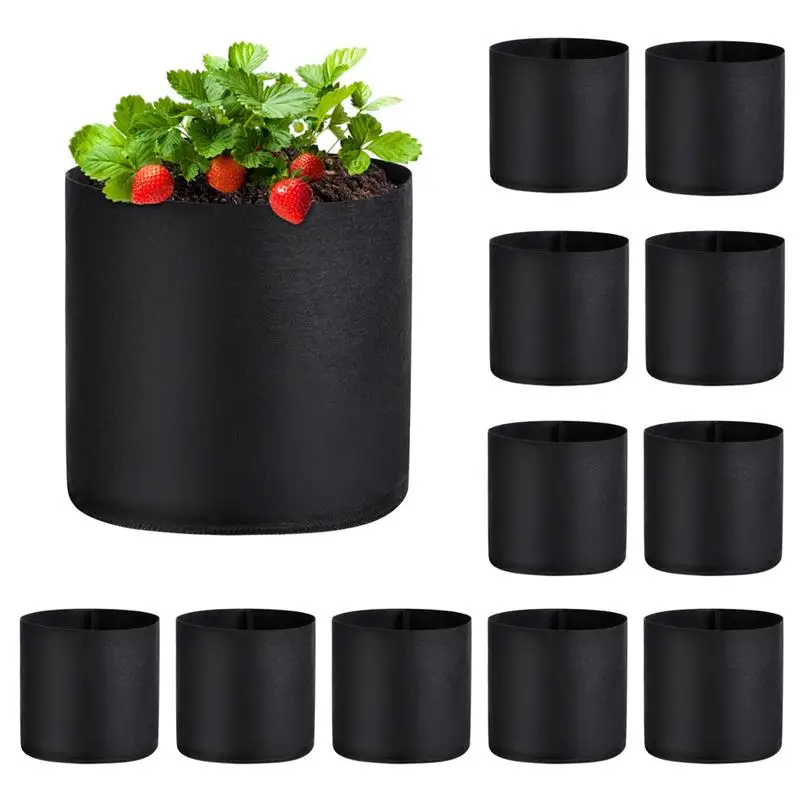 

12Pcs/Set Fabric Plant Pots 3 Gallons Nonwoven Plant Baskets Breathable Grow Bags Thickened Plant Container Gardening Supplies