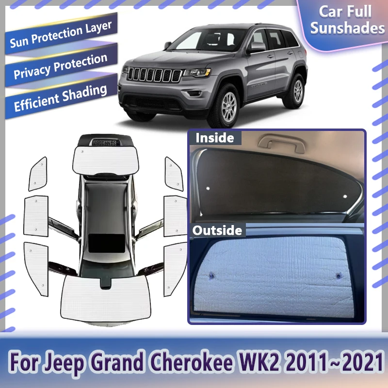 Car Full Sunshade For Jeep Grand Cherokee WK2 2014 2012 2011~2021 Windshield Anti-UV Visor Shade Cover Interior Auto Accessories
