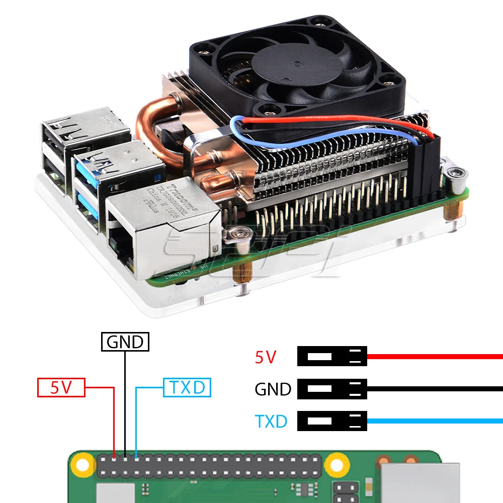 52Pi New Ultra Thin Ice Tower Cooler CPU Cooling Fan Radiator Heatsink for Raspberry Pi 4 Model B