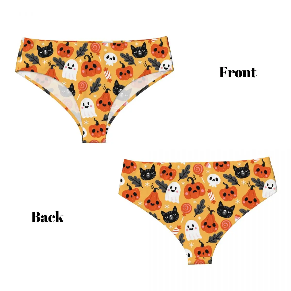 Custom Halloween Spooky Bats Lunar Pattern Brief Panties Women\'s Stretch Underwear