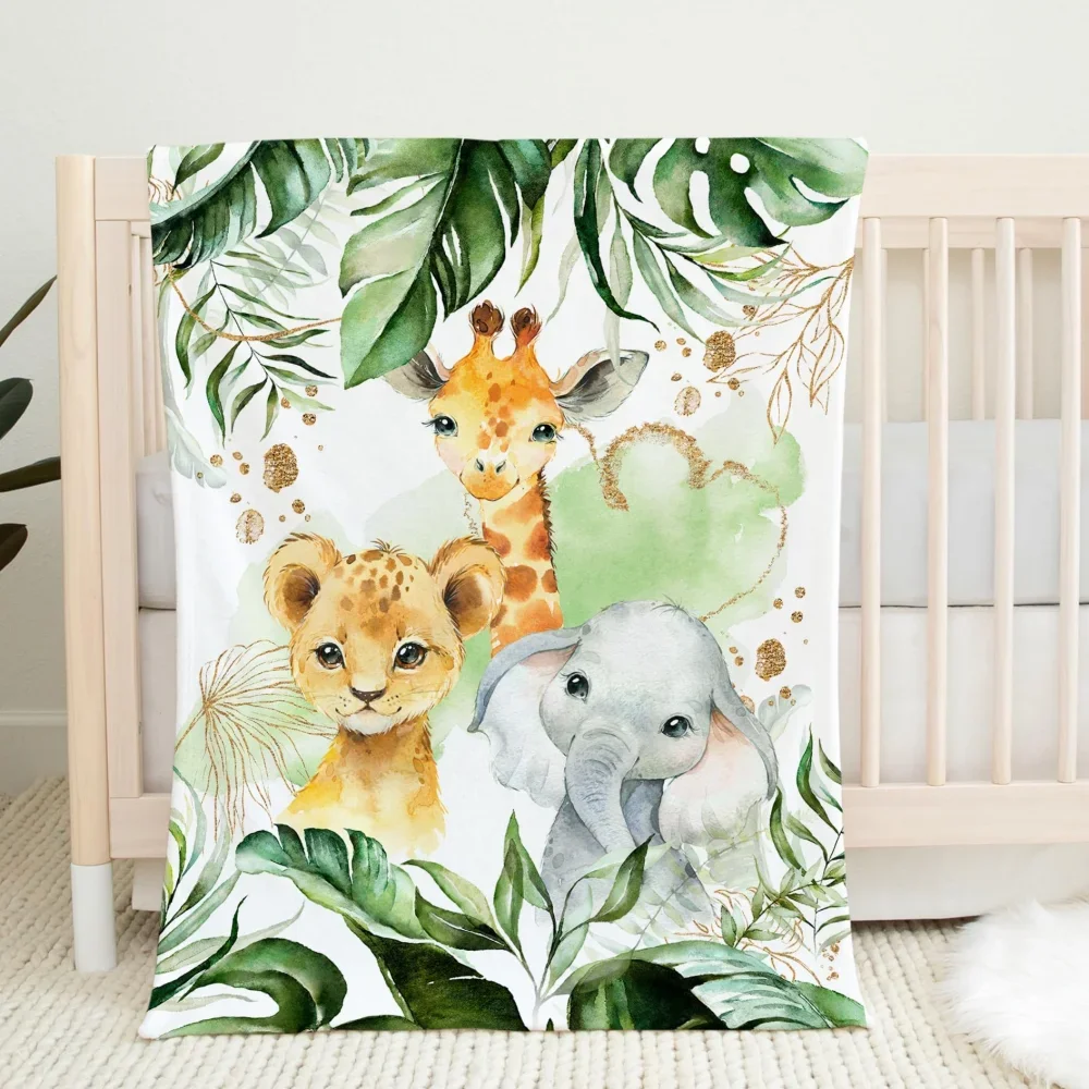 VIKAMA Healing Jungle Cuddly Animal Blanket Soft to the touch machine washable shed-free Creates a playful sleep environment